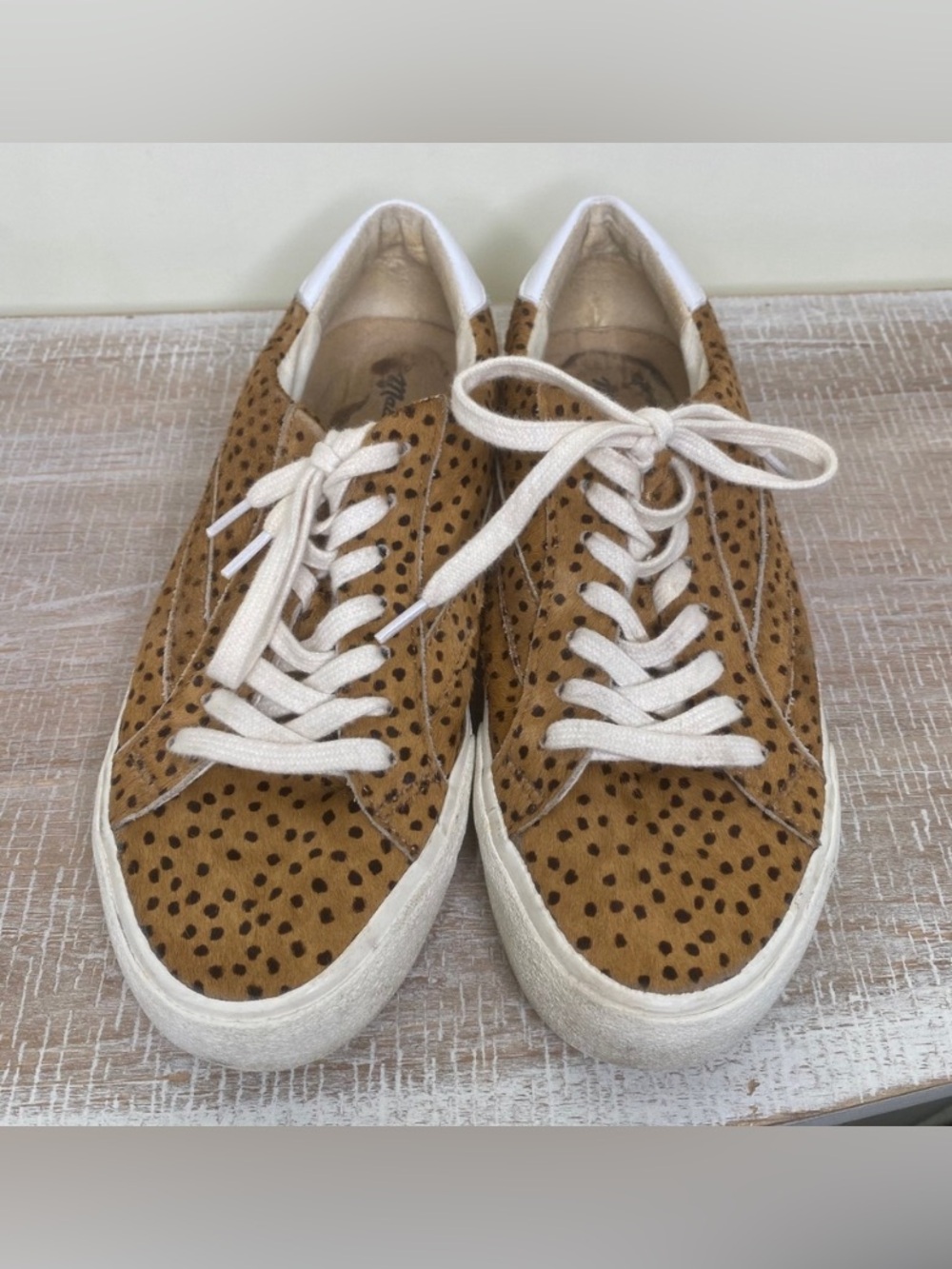Madewell Size 6 Sidewalk Low Top Sneakers Cheetah Dot Real Calf Fur